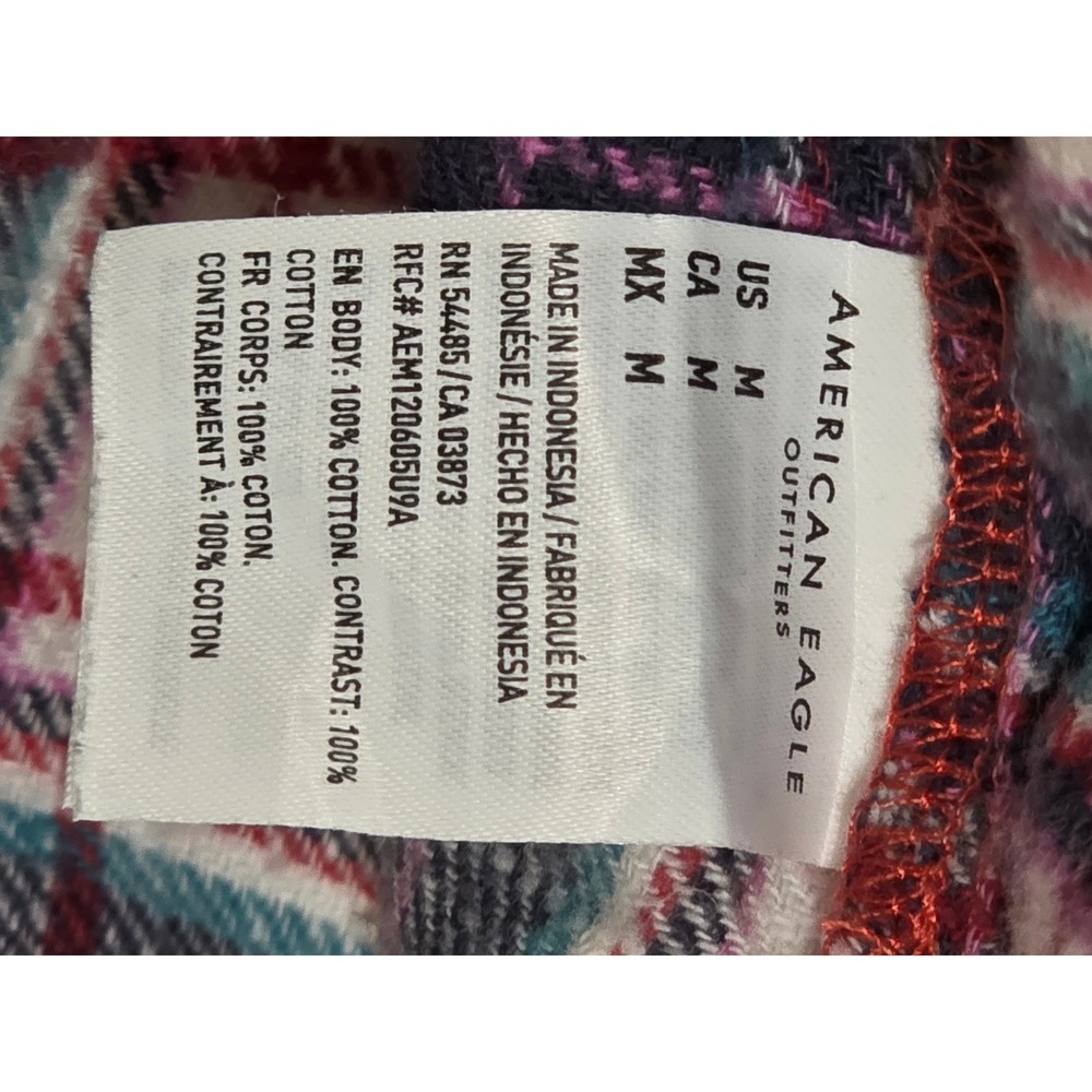 American Eagle Outfitters Plaid Flannel Shirt Red Blue White Long Sleeve Men's M - Picture 3 of 4